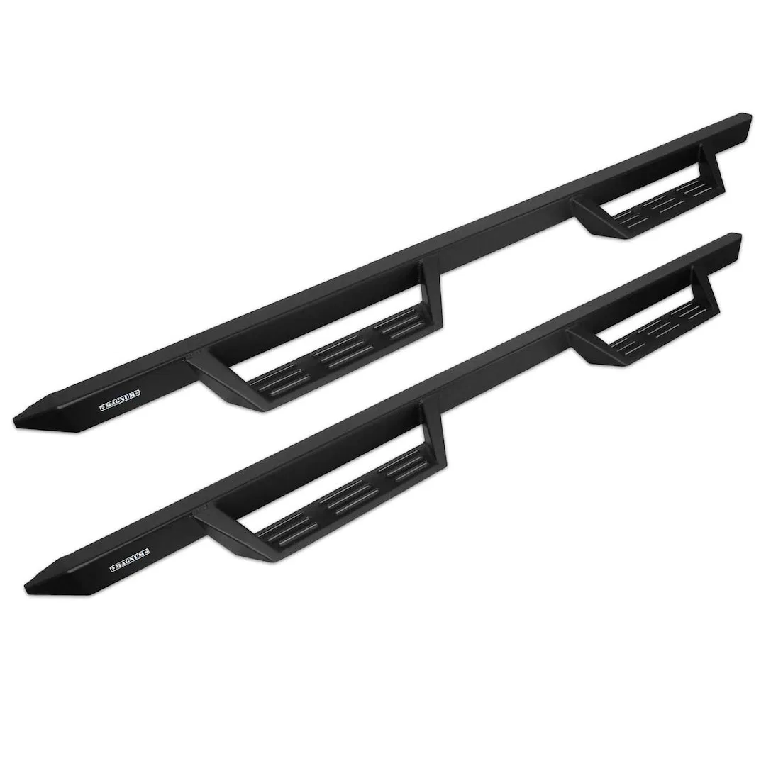 GTS26CH – RAPTOR Rocker Panel Guard, Flat Powder Coat Textured Black Steel With 4 Drop Down Steps